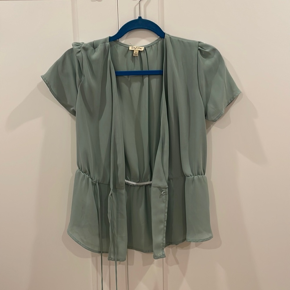Sage chiffon wrap blouse
